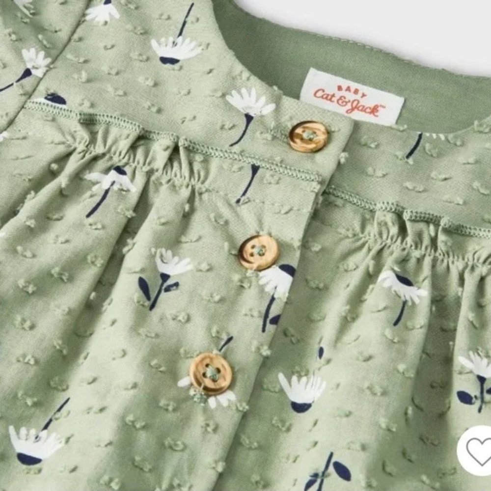 Cat & Jack Baby Girls’ Clip Dobby Top & Bottom Set - Sage Green Size NB - Picture 2 of 5